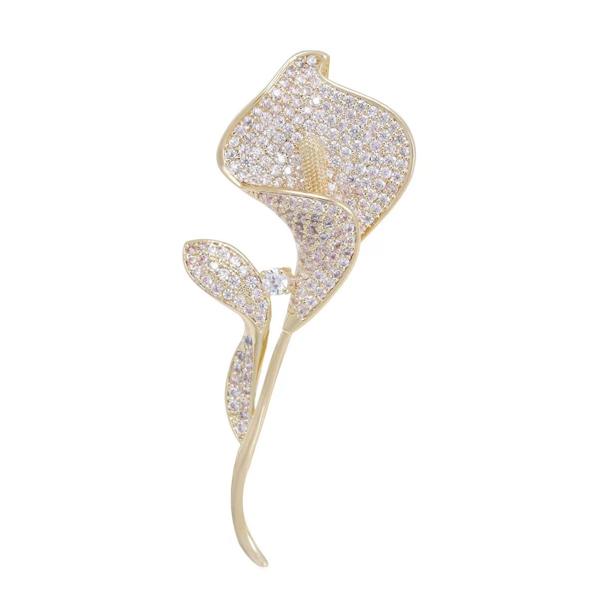 Broche en forme de feuille de ginkgo en diamant de luxe pour célébrités, accessoires de mode pour corsage, anti-exposition, bijoux populaires coréens_voghion.com