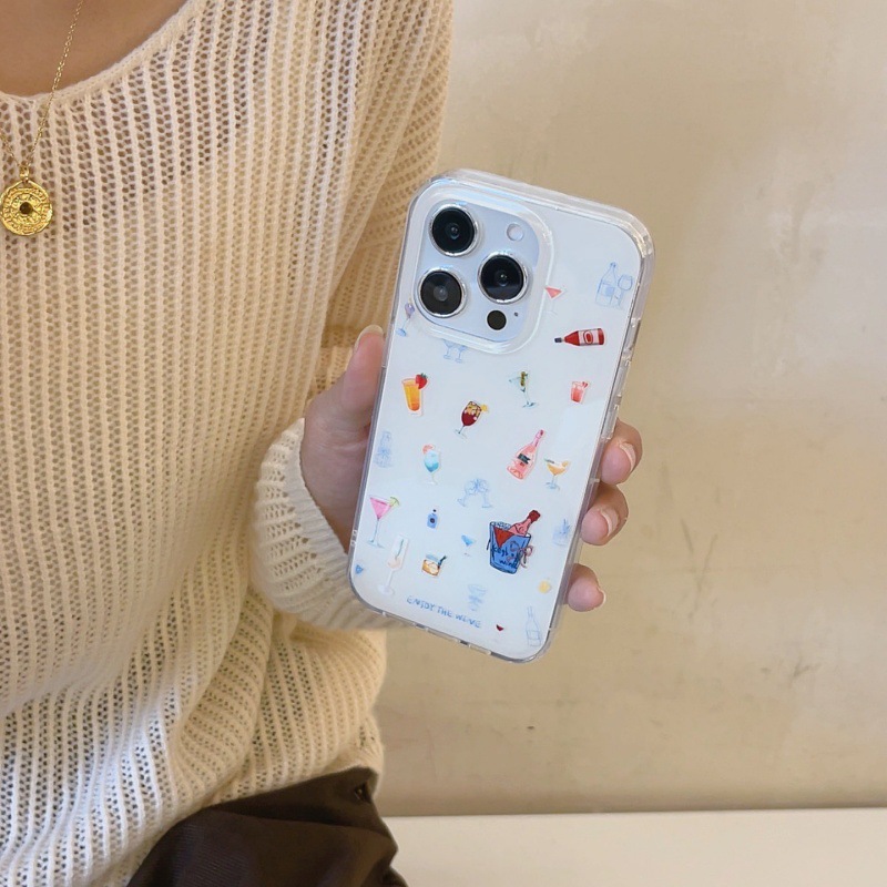 Botella de vino de verano Bebida de color para iPhone15/16 funda para teléfono móvil 15ProMax Premium Sense 16Pro Mujer 14
