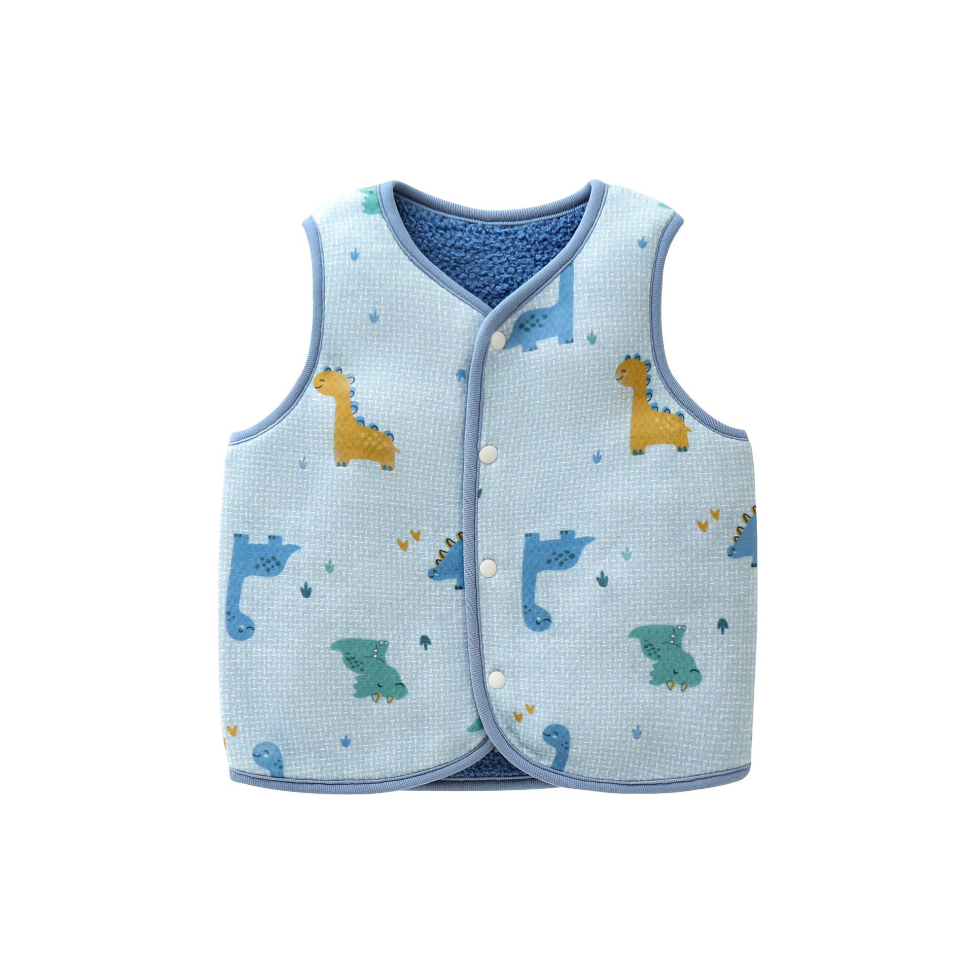 Children's vest with double-sided vest, baby cartoon embroidered shoulder vest, baby horse clip, newborn external vest