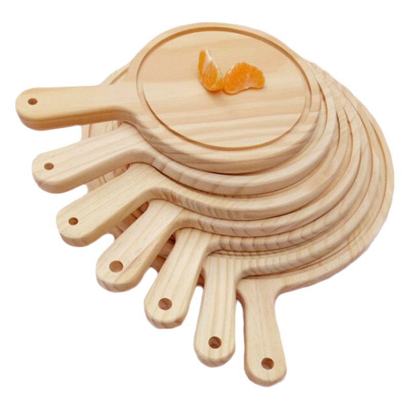 Transfronterizo tabla de cortar de doble cara manejar tabla de cortar tabla de quesos pala de pizza tablero de carne de madera tablero de pizza bandeja redonda