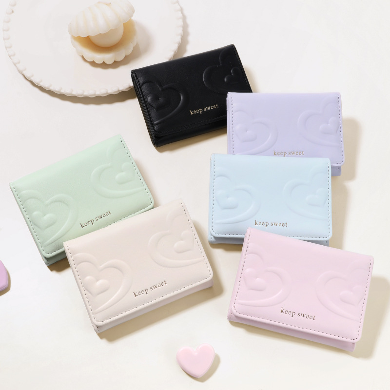 2026 New Style Chanel Women's Wallet, Korean Version, Heart-Shaped, High-Grade Pu Leather Short Wallet, 70% off Women's Coin Purse Wallet