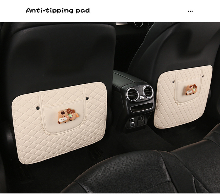Car Anti-Kick Pad, Children's Seat Back Anti-Kick Pad, New Year of the Horse Quilted Embroidered Leather Anti-Kick Pad, Rear Seat Back Protection Pad