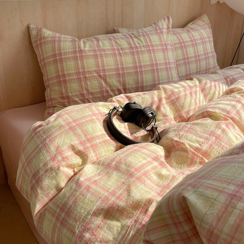 Cama de lavado de algodón de clase A, cuatro piezas de sábanas de algodón de lavado, colchón de cama, dormitorio de estudiantes, tres piezas de cuatro temporadas