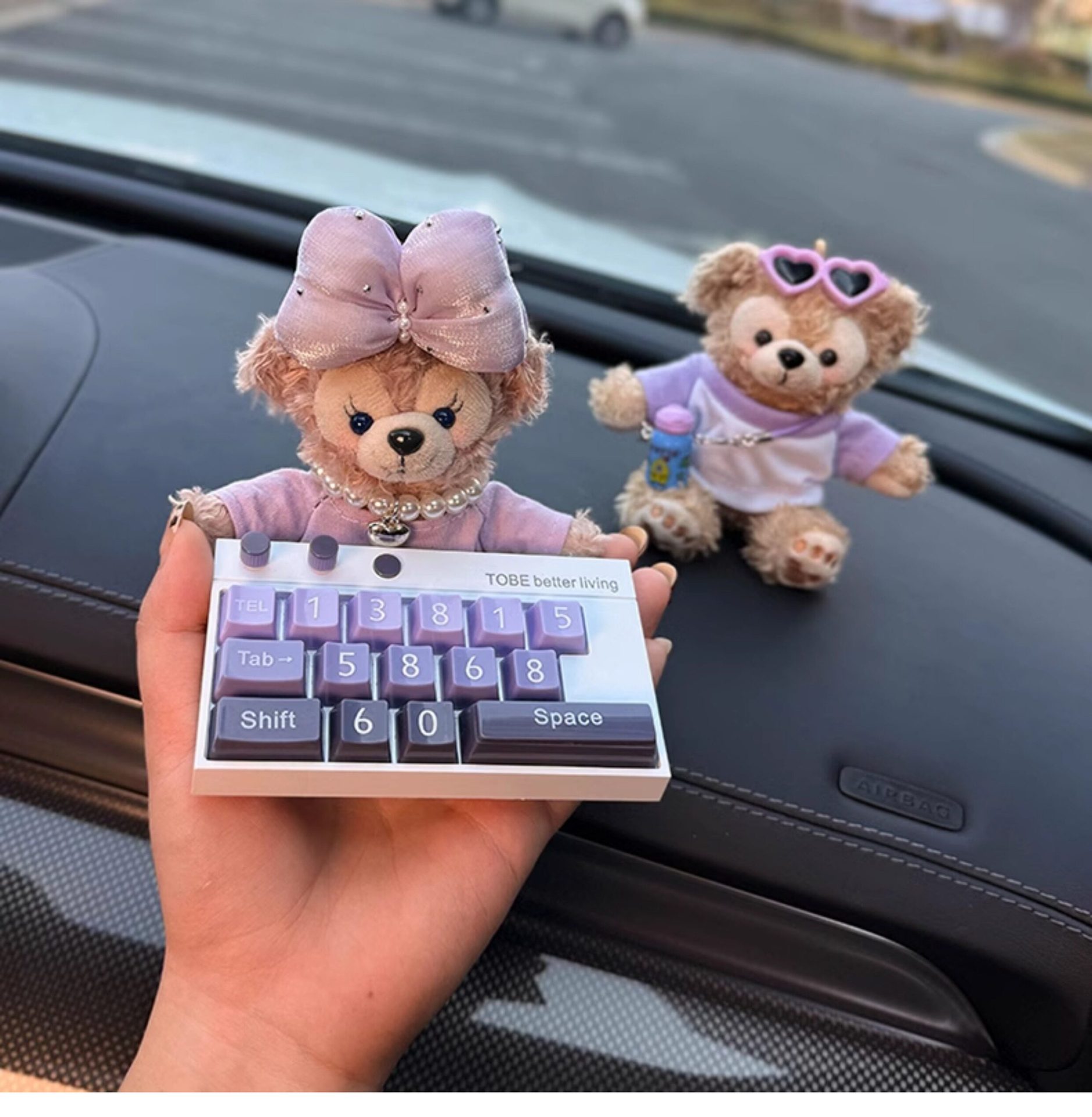 High-End Purple Color Temporary Parking Sign, Cute Shirley Rose Moving Car Number Plate, Multifunctional Car Interior Decoration