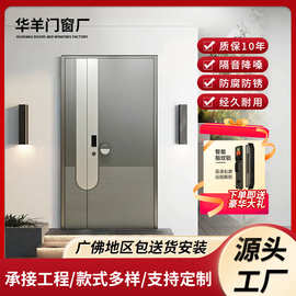 不锈钢门入户高端韩式门轻奢别墅进户防盗门自建房进户门隔音门
