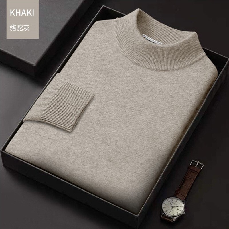 Autumn and Winter Men's Half-Turtleneck 12-Gauge Fine Imitation Wool Sweater, Seamless Luxury Trendy Pullover Knitwear, Plus-Size Sweater Autumn and Winter Men's Half-Turtleneck 12-Gauge Fine Imitation Wool Sweater, Seamless Luxury Trendy Pullover Knitwear, Plus-Size Sweater