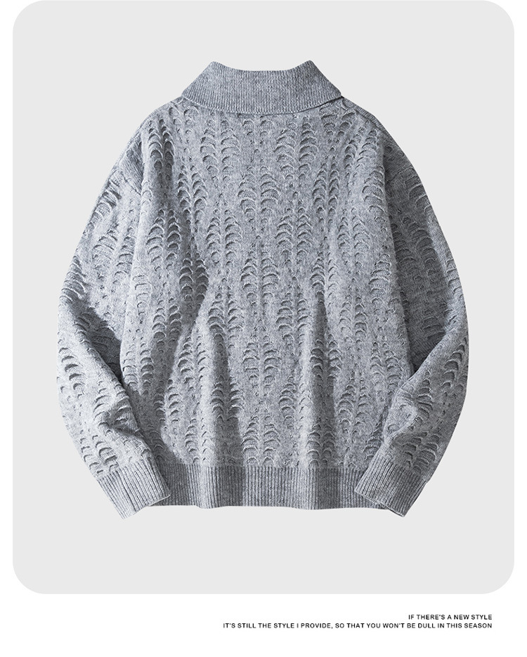 Pull d'hiver en maille torsadée pour homme - Pull col rond preppy et confortable à ourlet côtelé - Tendances mode_voghion.com