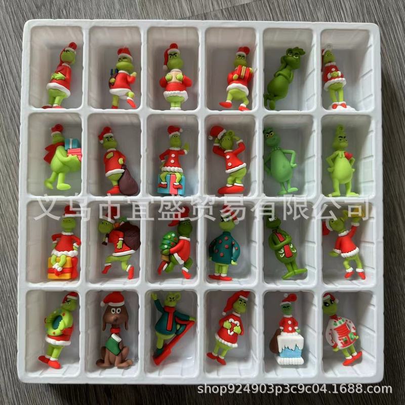クロスボーダー新しいクリスマスブラインドボックスカウントダウングリンチPVC立体3Dペンダント装飾装飾品クリスマスツリー|undefined