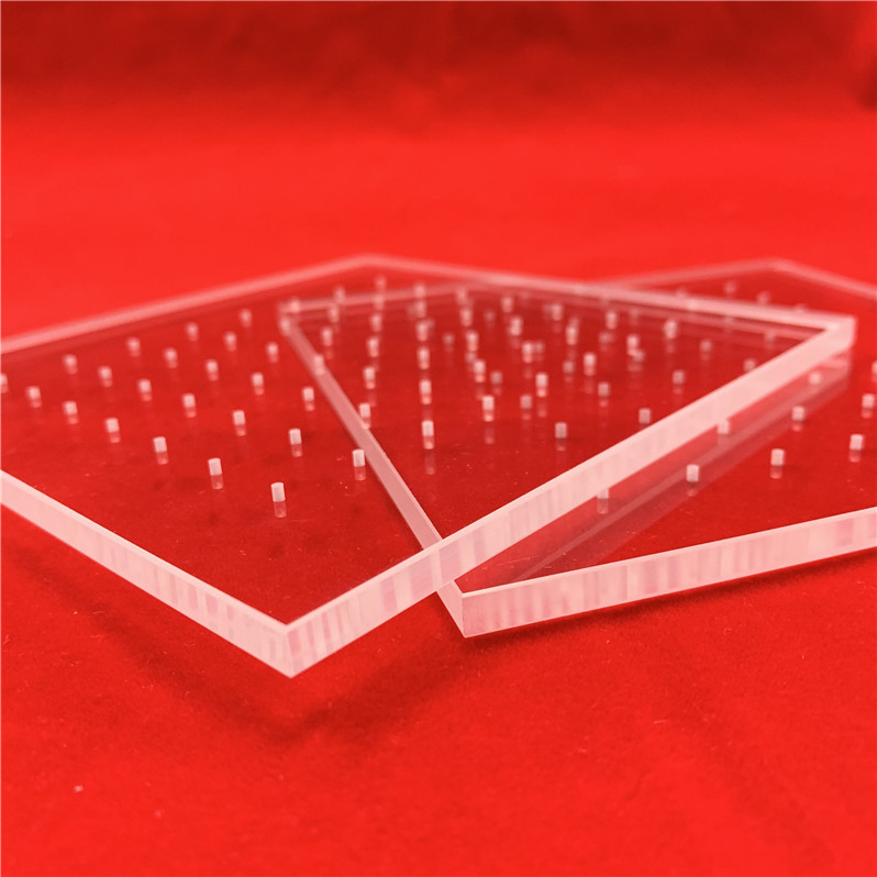 激光打孔方形透明石英片 半导体石英片 石英薄片 厚片 打孔 刻槽