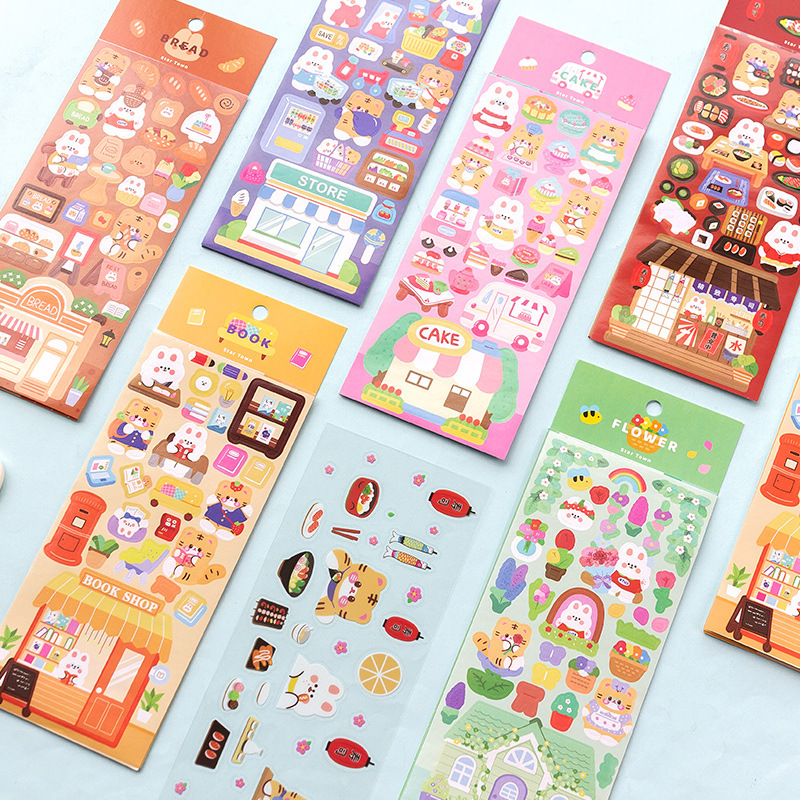 Message Starlight Shop Sticker Card Set Cartoon Hand-painted Cute Theme Scene diy Stickers 6