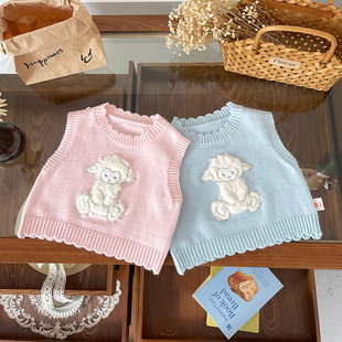 [Ready Stock] Qy259651 Girls Knitted Vest 2025 Autum New Rabbit Knitwear Vest Trendy Outer Wear
