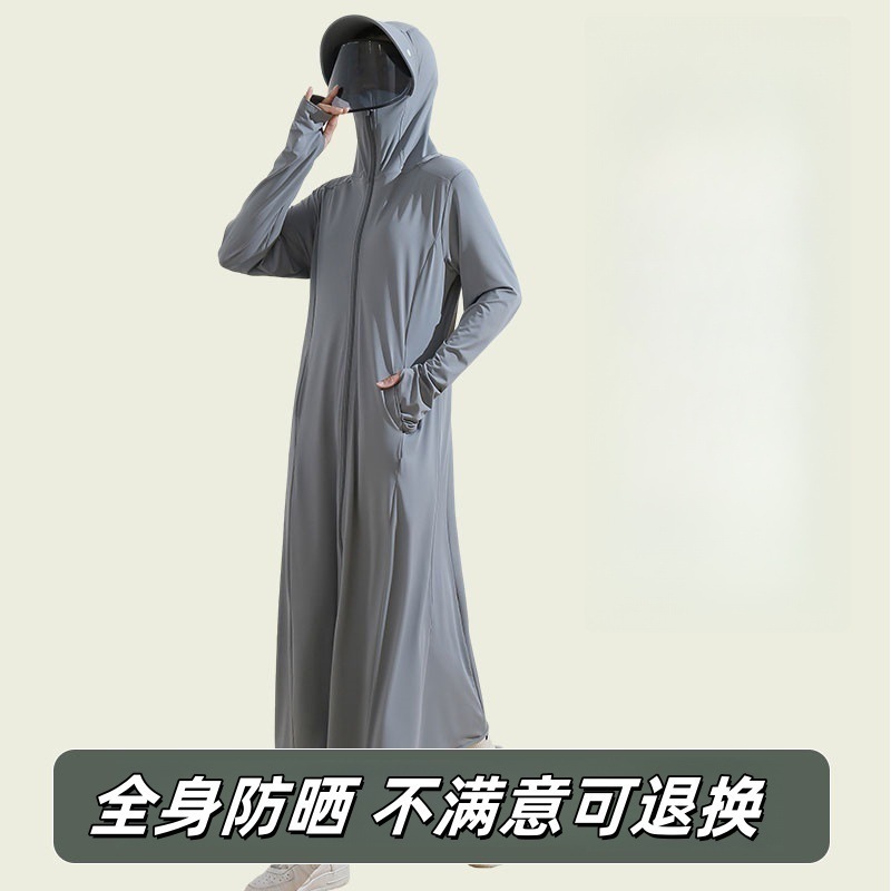 女性用日焼け止め服 2025 夏の日焼け止め服女性のアウターウェアロング抗 UV アイスシルク通気性日焼け止め軽量ジャケット|undefined