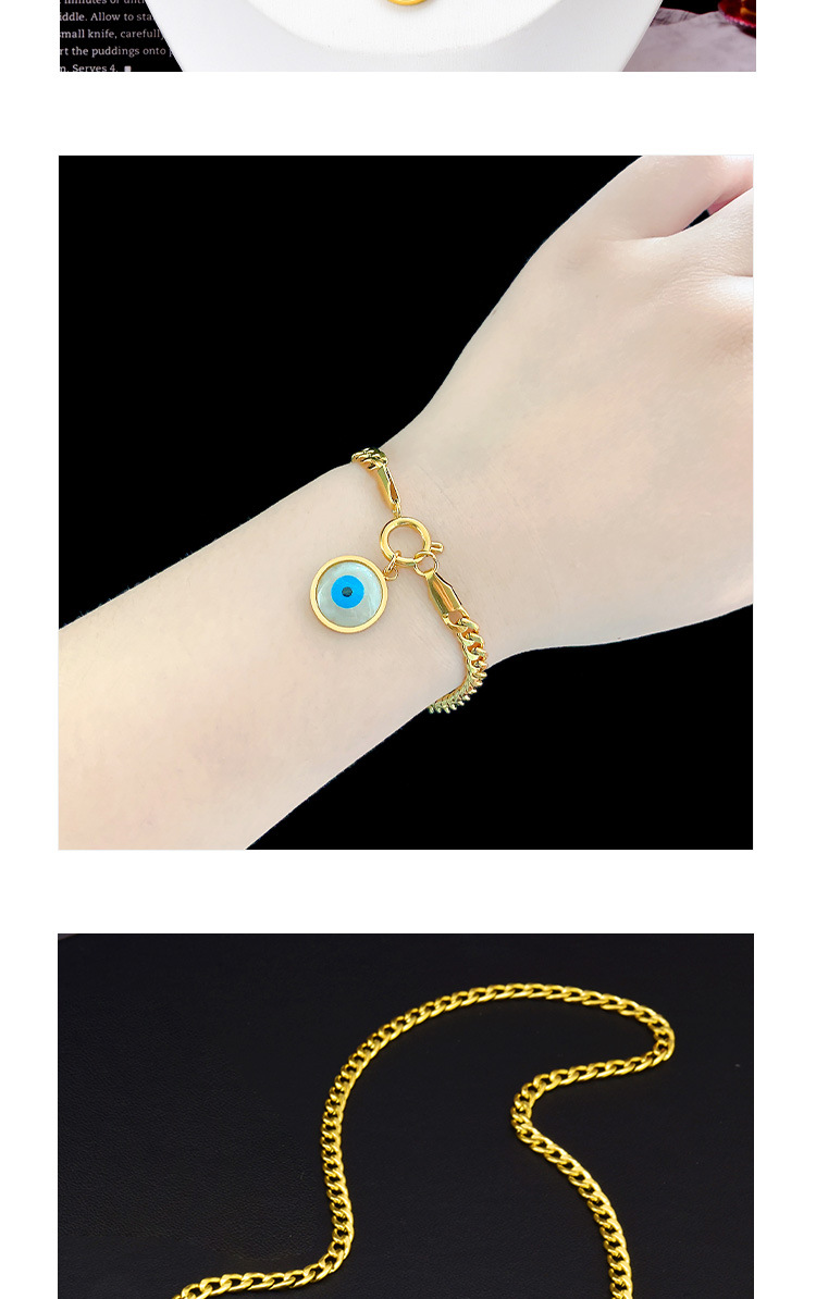 Fashion Eye Titanium Steel Pendant Necklace Inlay Shell Stainless Steel Necklaces 1 Piece