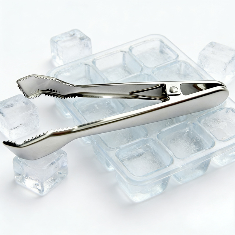 304 Stainless Steel Non-Slip Toothed Food Tongs Spring Ice Tongs Fda Lfgb Ice Cube Tongs