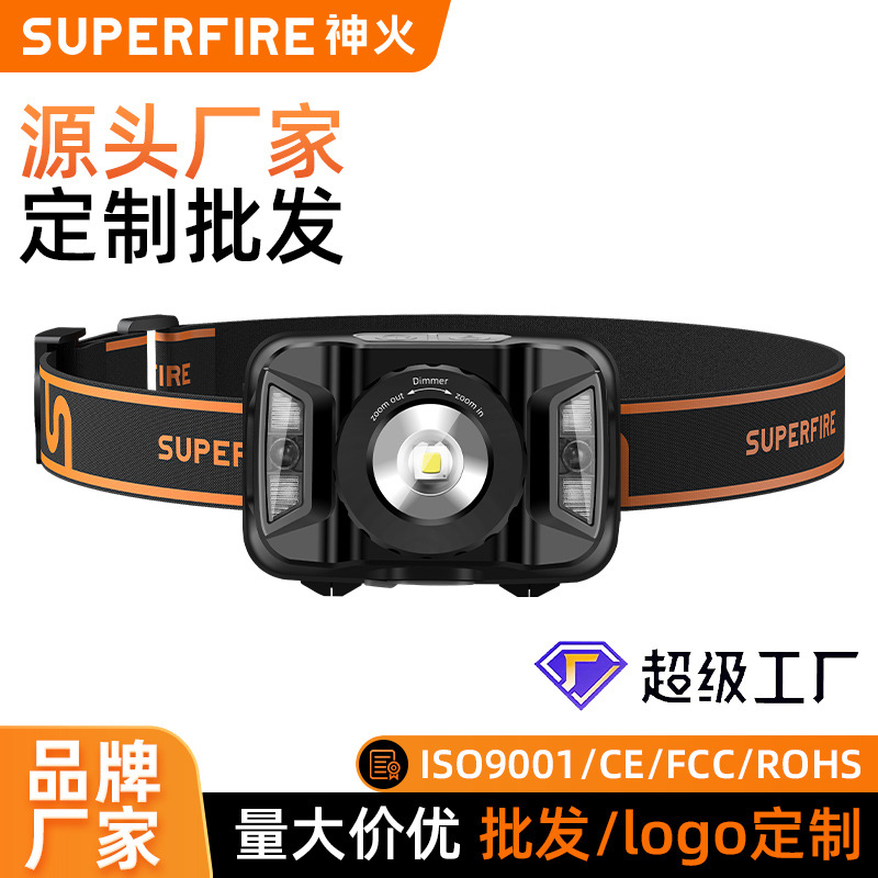 SUPERFIRE Shenhuo HL18 fábrica al por mayor fuerte luz USB recargable LED Faro de inducción