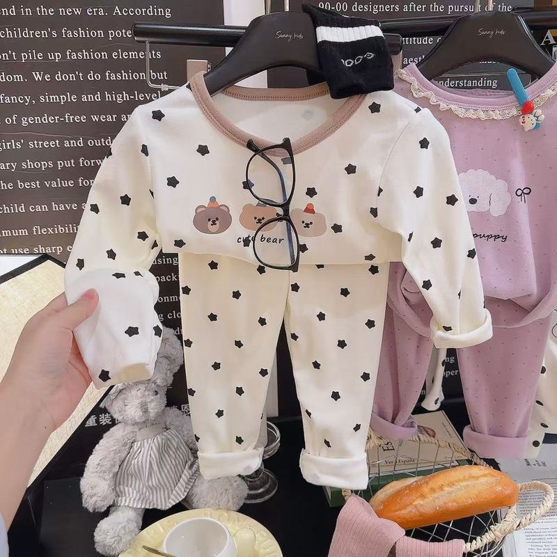 2025新款德绒套装儿童家居服套装男女童 卡通秋衣秋裤睡衣家居服|undefined