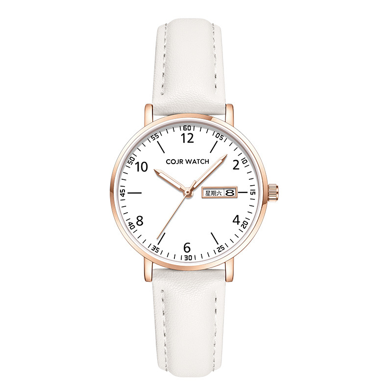 Cojr Kidsren's Student Junior High School Ladies' Accessible Luxury Niche Simple Elegant Silent Luminous Waterproof Quartz Watch Women's Watch