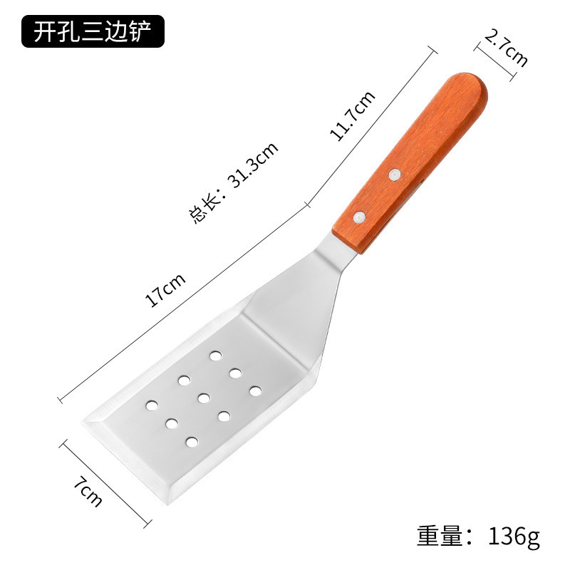 不锈钢木柄铲刀煎铲工具牛排烧烤铁板烧铲料理铲套装厨具铲子批发|undefined