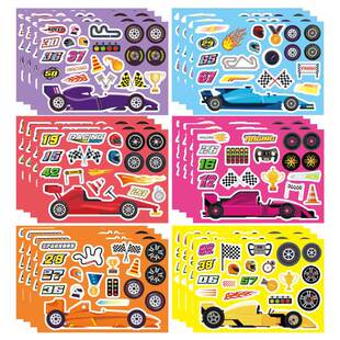 Cross-border cool car transportation waterproof cartoon diy puzzle sticker Make a Face sticker