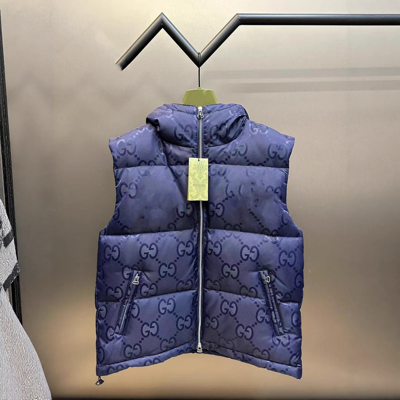 新款跨境Guc驰秋冬个性暗纹老花棉服休闲保暖男女款连帽夹克外套|undefined