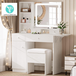Dressing Table Amazon Panel Furniture Cross-Border Supply Bedroom Dressing Table Dressing Table with Light Simple Factory Wholesale