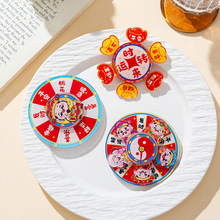 旋转财神爷冰箱贴创意卡通时来运转新年磁力贴中国风亚克力磁吸贴