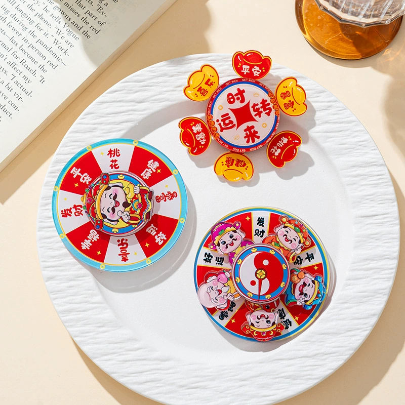 Вращающийся магнит на холодильник «Бог богатства», креативный мультяшный дизайн, на удачу, к Новому году, магнитная наклейка в китайском стиле, акриловая магнитная наклейка