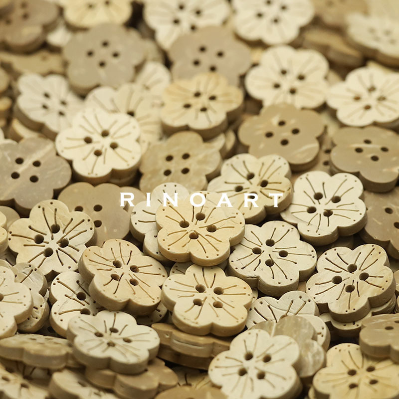 Ruonai Four-Eye Plum Blossom Wooden Button Shirt Knitwear Natural Button Dress Woolen Coat Clothing Button