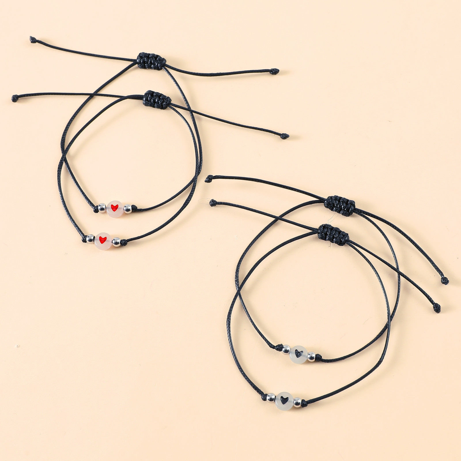 1 Paire Mode Forme De Cœur Résine Corde Lumineux Tricot Coupler Bracelets display picture 1