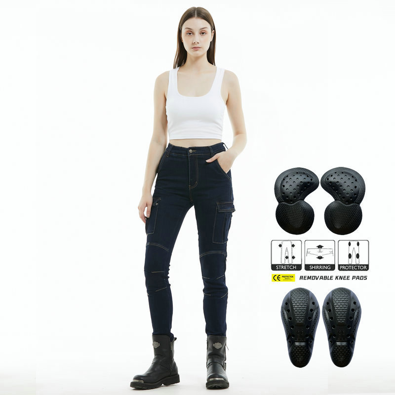 VOLERO Motorcycle Jeans Female Knight Casual Stretch Riding Anti-fall Motorcycle Craft Pants Second Generation Protector