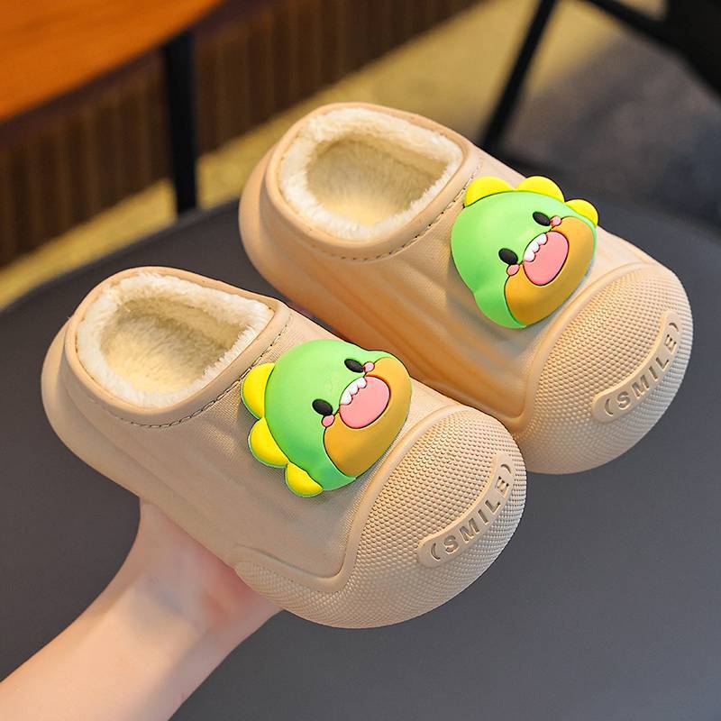 Zapatillas de algodón de invierno para niños y niñas calientes con cubierta de algodón impermeable de vello lindo bolso de bebé zapatos de algodón