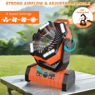 New multifunctional outdoor camping power supply fan usb charging night light long endurance remote control moving head storage fan