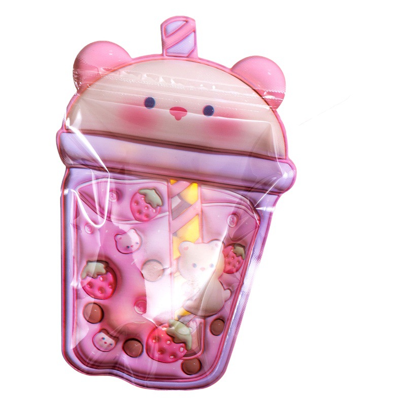 INS de dibujos animados bolsa ziplock lindo merienda oso snack caramelo bolsa sellada horquilla joyería chica corazón bolsa de embalaje