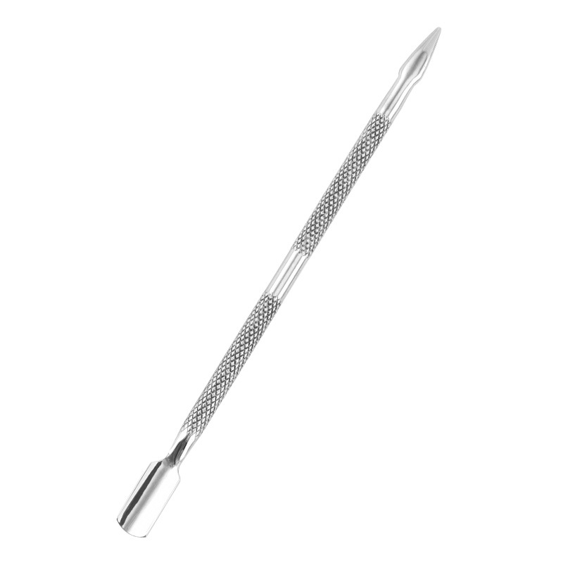 Acero inoxidable manicure acero empuje piel muerta empuje pequeño acero empuje piel muerta pala de doble cabeza de remoción de uñas planadora de remoción de uñas pegamento de aceite herramientas de manicure