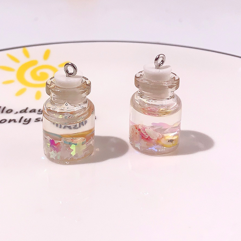 Nuevo acrílico polvo flash botella de deriva DIY accesorios botella de deriva creativa caja de teléfono móvil material de llavero aretes