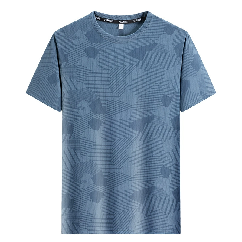 Летняя тонкая футболка с короткими рукавами для мужчин среднего и пожилого возраста, мужская футболка с короткими рукавами из ледяного шелка, быстросохнущая спортивная повседневная футболка для бега большого размера