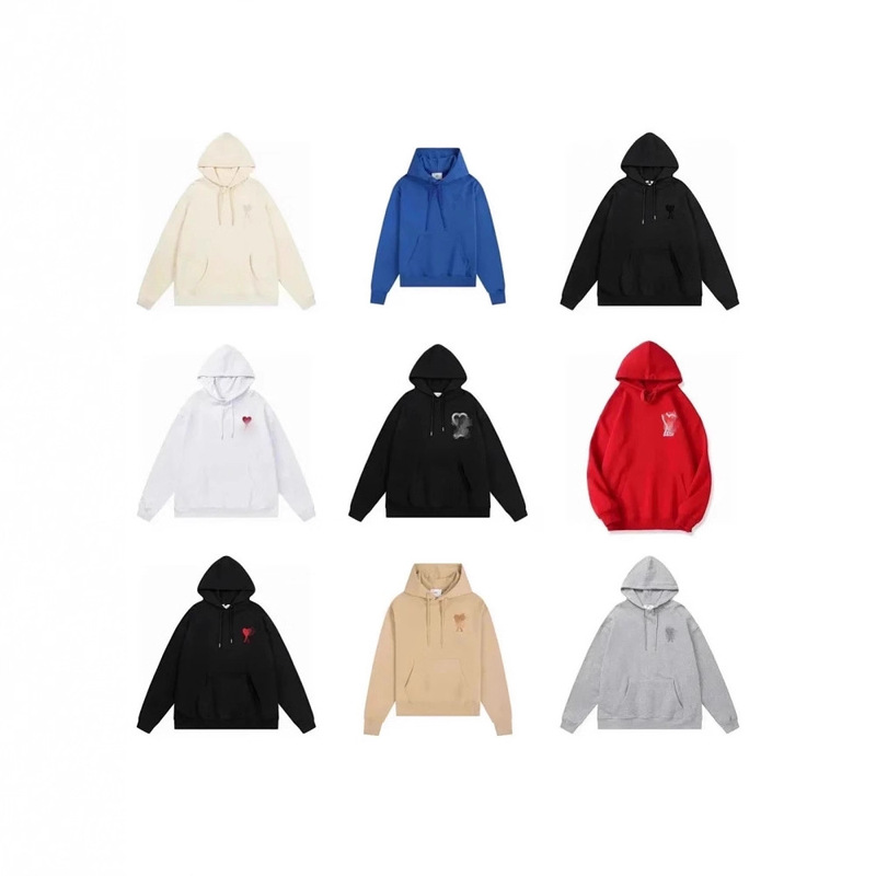 Cross-Border Export Am1 Winter Embroidered Heart Hooded Long-Sleeved Sweatshirt for Men and Women, Trendy Brand Jacket, Hoodie Top