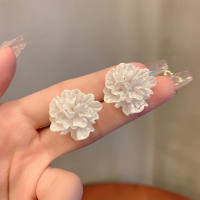 Earrings, flowered, 925 sample silver, light luxury style