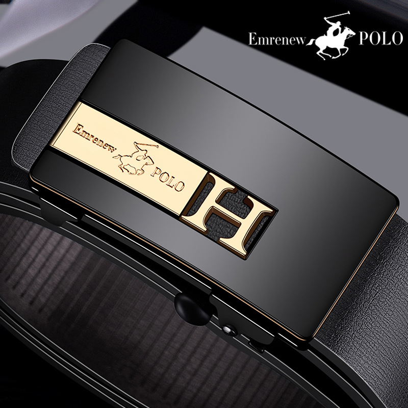 Anpripaul Cinturón de Los Hombres de cuero genuino de piel de vaca pura hebilla automática pantalones cinturón de moda nuevo todo a juego joven cinturón