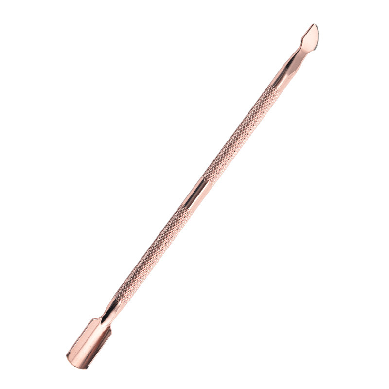 Uñas de acero inoxidable transfronterizas, empuje de acero para la piel muerta, empuje para quitar la armadura de doble cabezal, lima de uñas de titanio de color, herramienta para quitar la piel