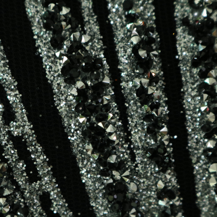 2024 nueva tela de malla de malla de encaje de oro rociado diamante vestido de boda tela