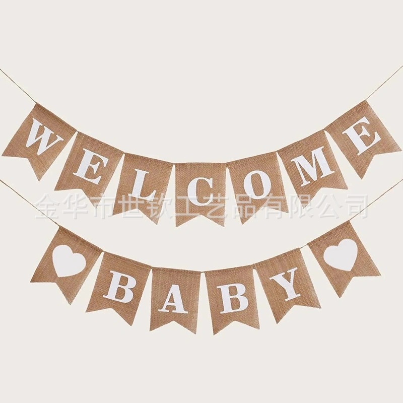 Fábrica directa de cumpleaños decoración de fiesta tira bandera colorida bienvenida bebé lino suministros de bandera de cola de golondrina