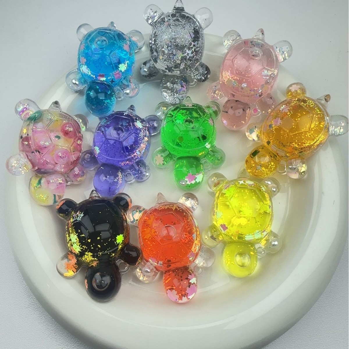 오일이 가득 찬 큰 거북이 유사거북이 깜박이는 거북이 중대형 두인 매치 귀여운 거북이 작은 장식품 블라인드 박스