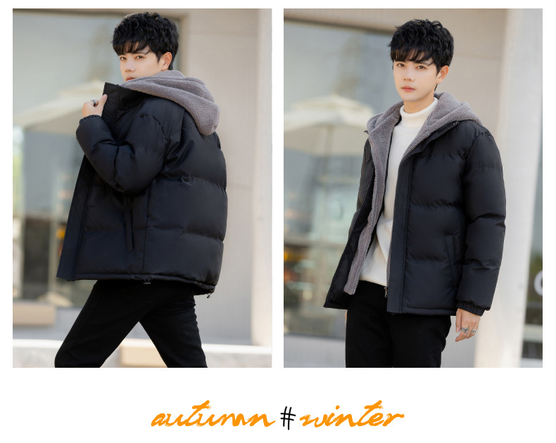 Large Size Fake Two Cotton Clothes Men's Loose Casual Thickened Fleece_viptrois.com