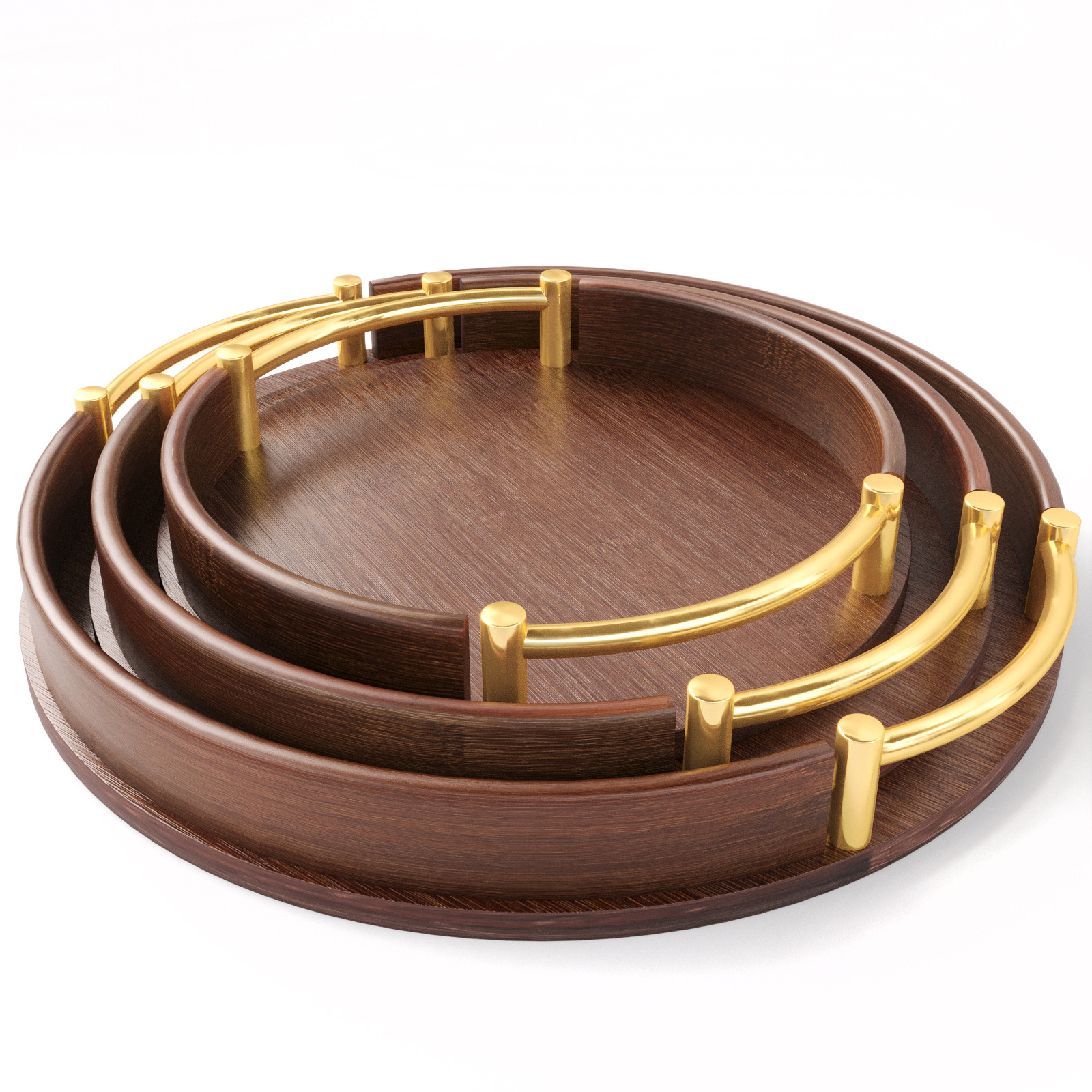Pallet redondo de bambú marrón para el hogar de lujo ligero decoración de la sala de estar taza de café de alto valor plato de comedor taza de pan bandeja