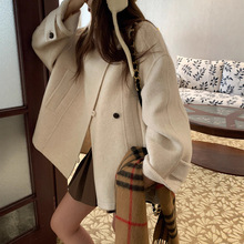 2025秋冬韩国原版订染中长款牦牛绒双面羊绒大衣女慵懒风毛呢外套