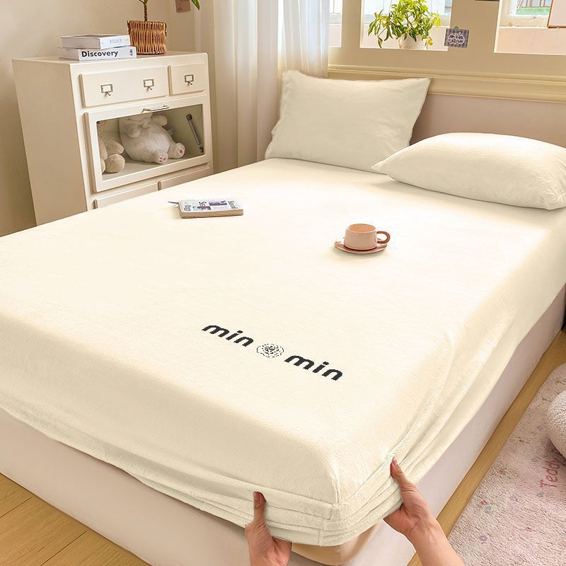 Cross-Border Milk Velvet Bed Bed Sheets Coral Velvet Bedspread Mattress Protector Thickeneded Flannel Plush Bed Bed Sheets Winter 3