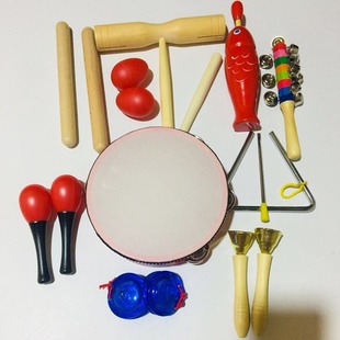 Factory Orff Percussion Children's Musical Instrument Wooden Sand Hammer Rattling Board Tambourine Xylophone Combination Musical Instrument Set