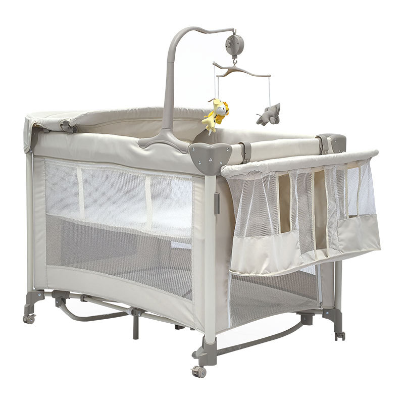 Cama de bebé plegable abierta y cerrada, cama al lado de la cama móvil para recién nacidos, cama de bebé multifuncional, cama de bebé desmontable