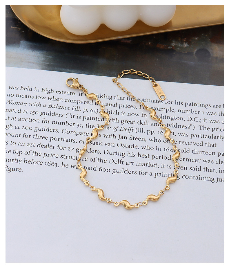 simple titanium steel 18K gold texture geometric design bracelet wholesalepicture5